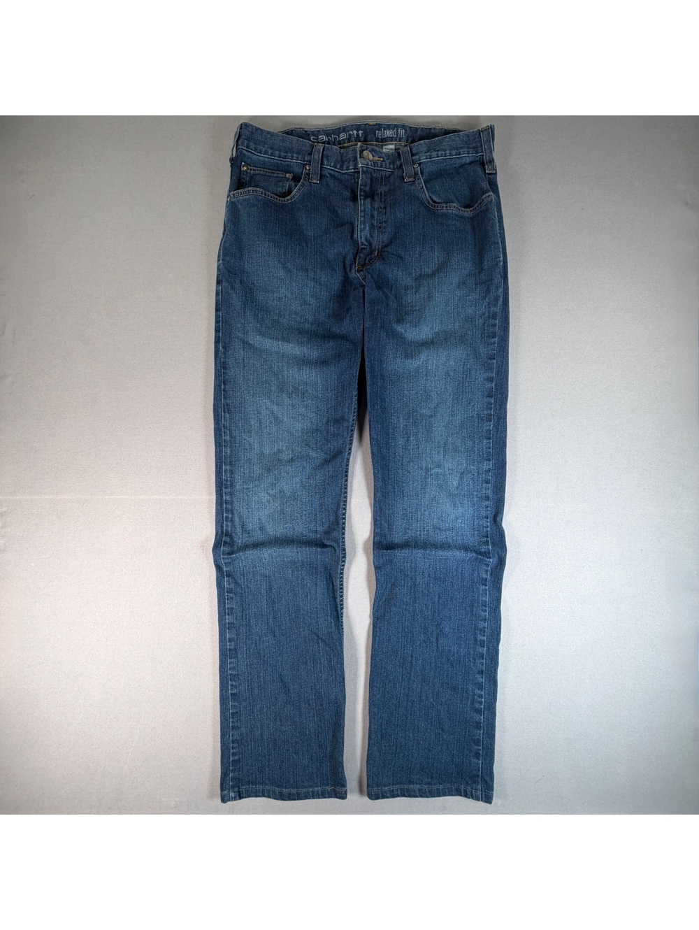 Carhartt Relaxed Fit Jeans Mens 33x34 Blue Denim Workwear Pants Fits 34x32